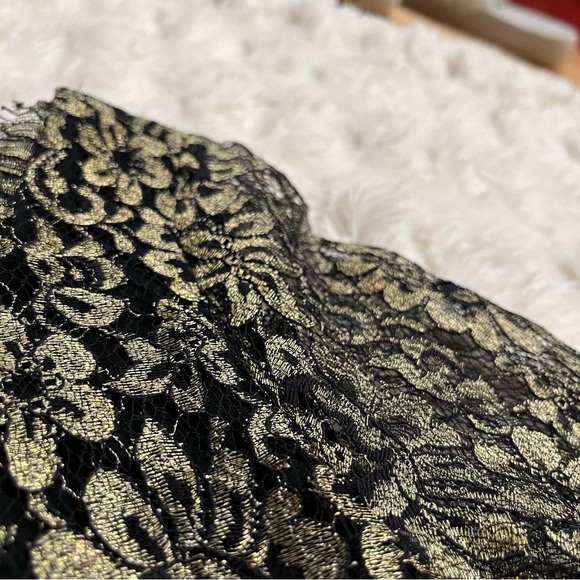 Diane Von Furstenberg Zarita Gold and Black Lace 3/4 Sleeve Dress - Picture 11 of 16